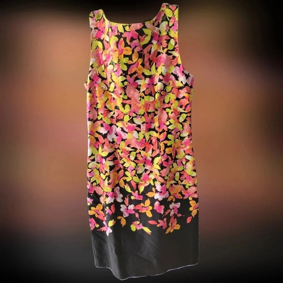Chetta B  Sleeveless Flowered Dress Size 6 Black with pink, yellow, green, white - Picture 2 of 12